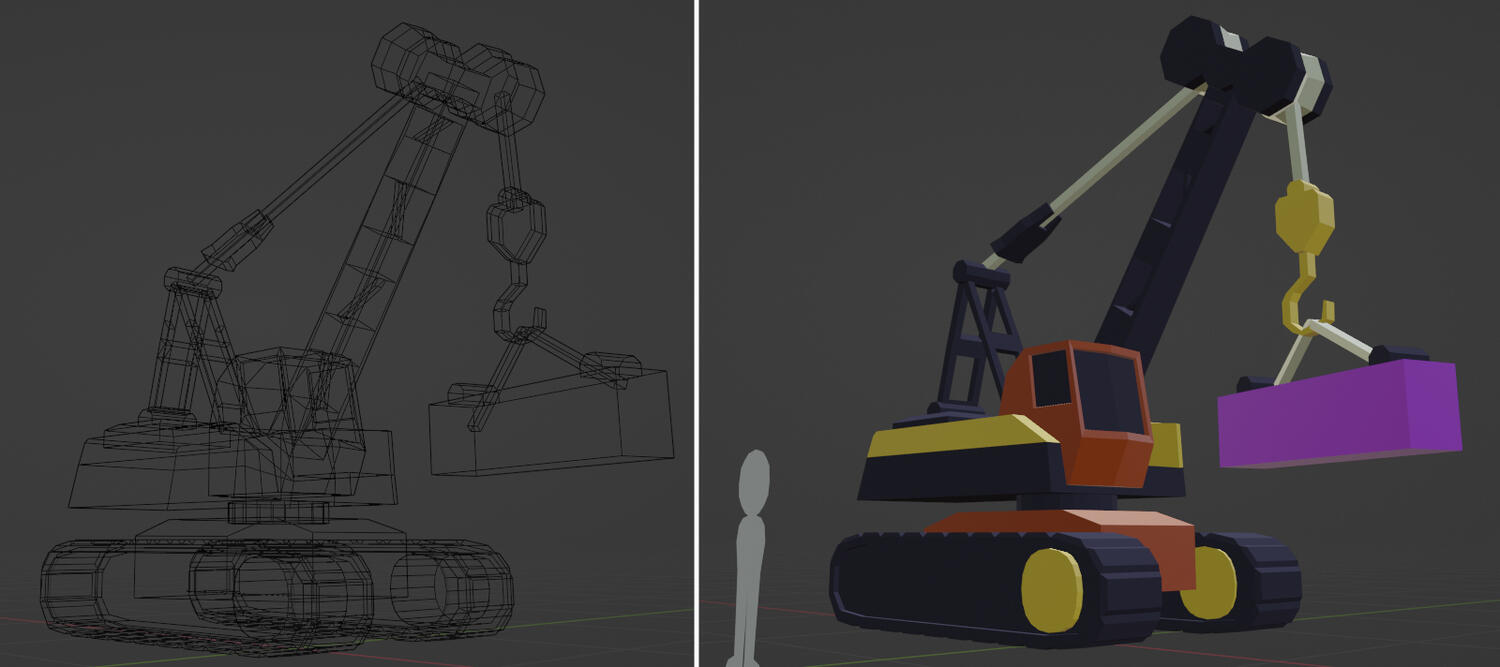 Crane (Blender; Prop with colliders for Beastieball)